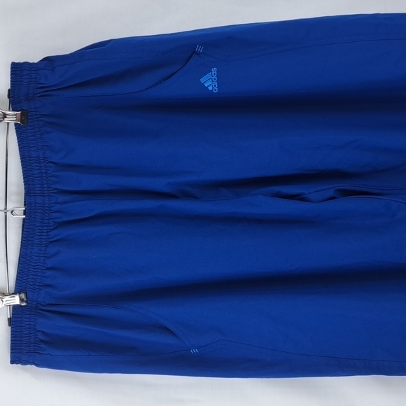 Y2K Adidas 3 Stripes mesh lined baggy windbreaker track blue Men's sz 2XL pants - Picture 1 of 6
